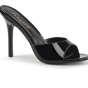MIB Pleaser Classique 01 Black Patent Slide